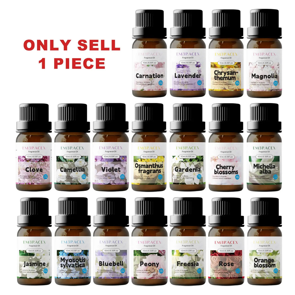 21Types 10ML Floral Essential Oils, Lavender, Calming Home Fragrance, Skin Care, Humidifier Diffuser, Car Air Freshener, Bath DIY Soap/Candle/Air Freshener, Holiday Gift