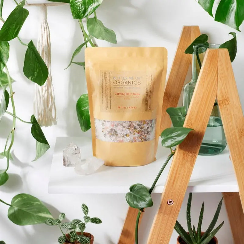 Calming Bath Salts / Detox / Relaxation / Lavender & Chamomile / Essential Oils / Organic Herbs / Herbal Bath Salts for Relaxation Stress