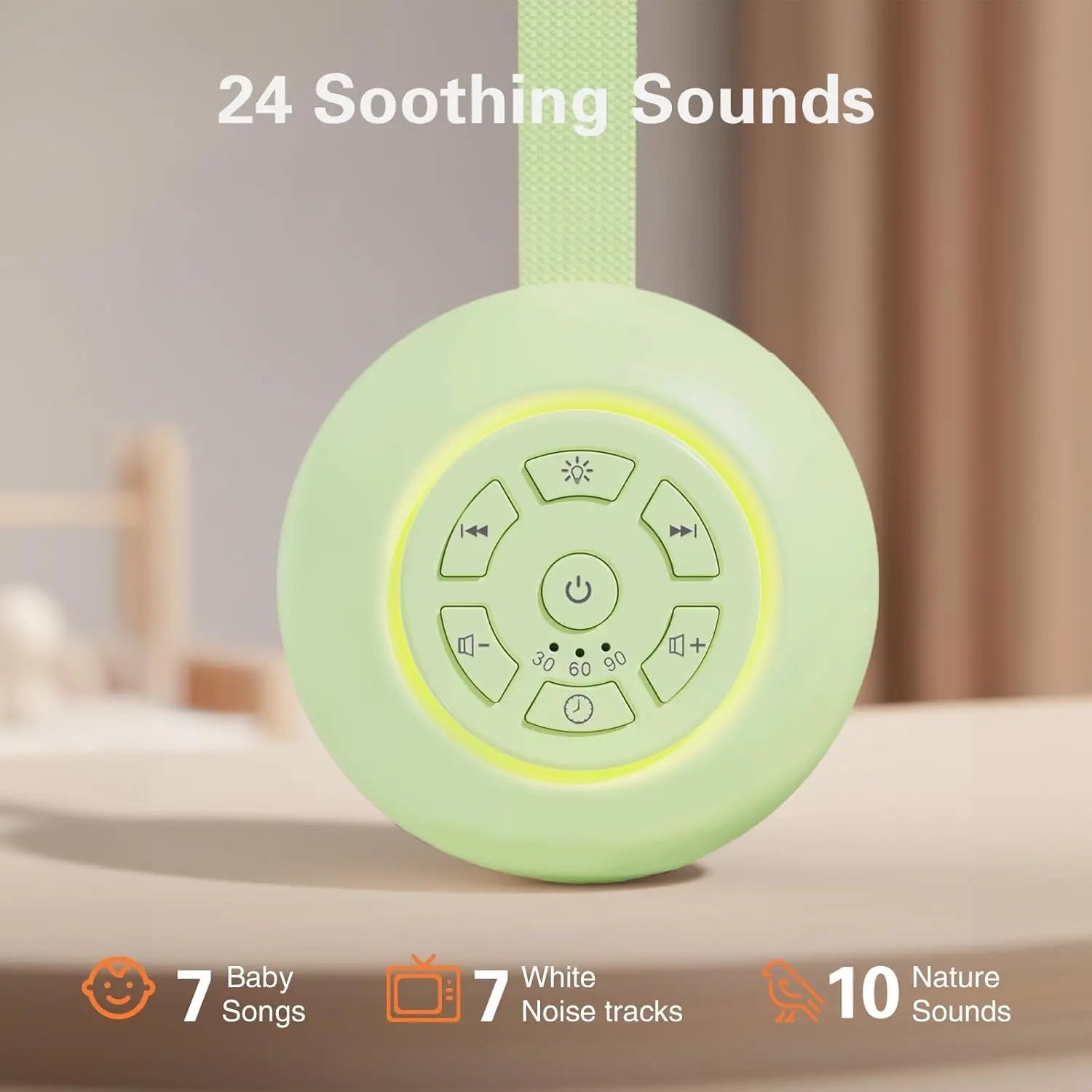 White Noise Machine with Night Light, 24 Soothing Sounds for Babies & Adults, Portable Sound Therapy for Sleeping & Travel, Newborn Baby Essentials, USB Rechargeable