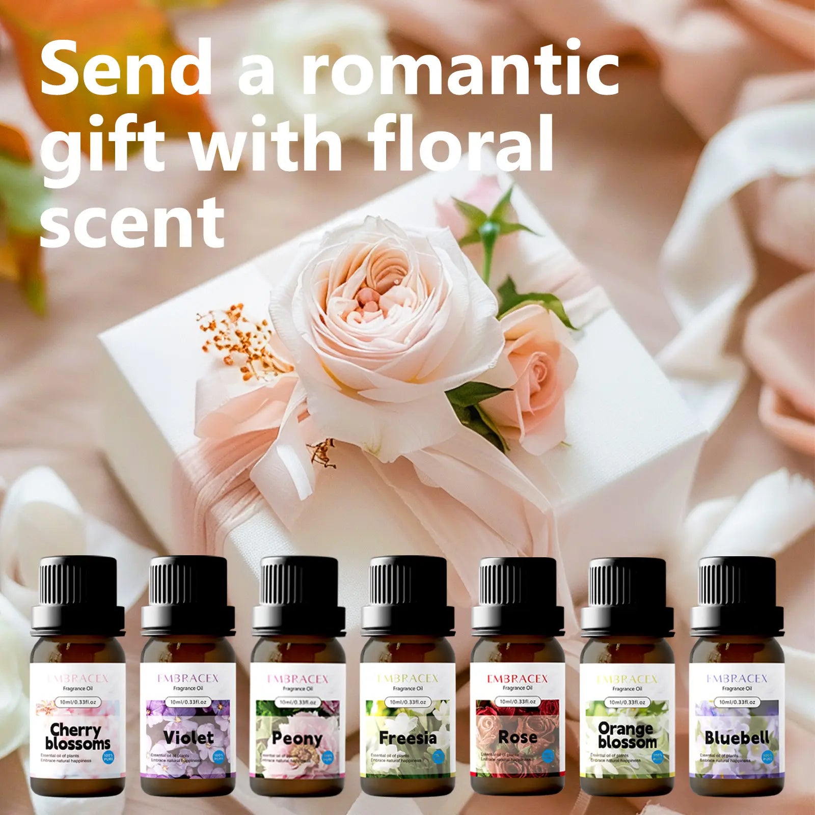 21Types 10ML Floral Essential Oils, Lavender, Calming Home Fragrance, Skin Care, Humidifier Diffuser, Car Air Freshener, Bath DIY Soap/Candle/Air Freshener, Holiday Gift
