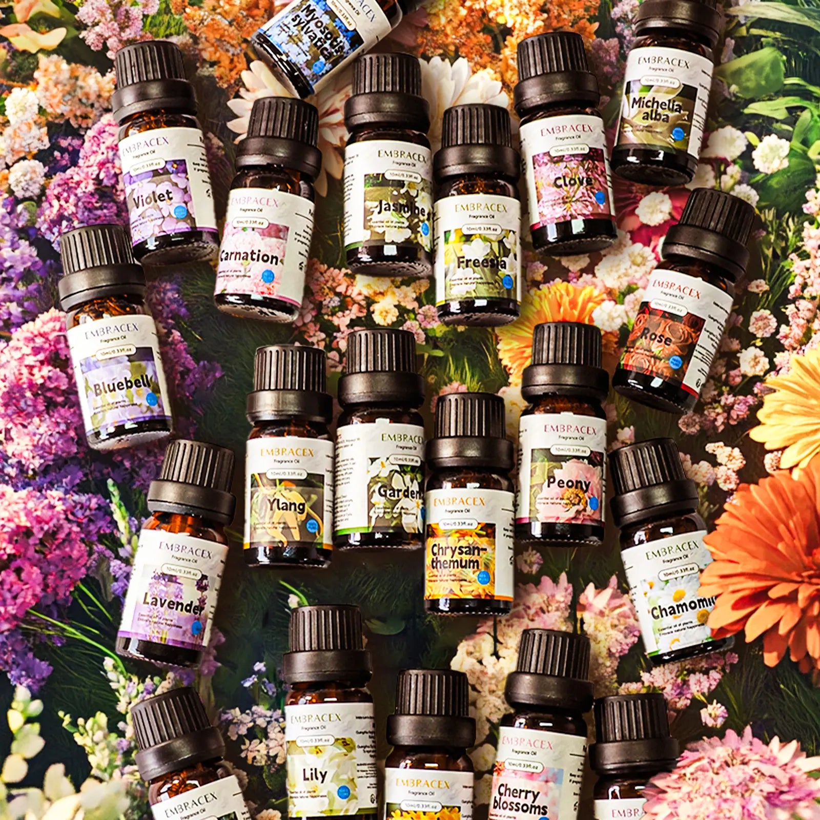 21Types 10ML Floral Essential Oils, Lavender, Calming Home Fragrance, Skin Care, Humidifier Diffuser, Car Air Freshener, Bath DIY Soap/Candle/Air Freshener, Holiday Gift