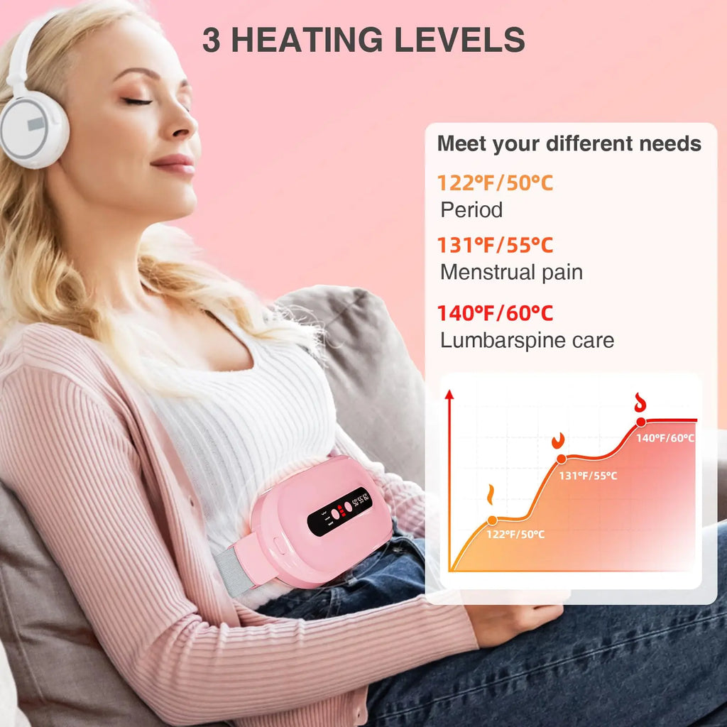 2026 New Portable Cordless Deer Velvet Heating Pad for Cramps - Fast-Heat Fast-Charge Electric Belly Wrap with 3 Heat Settings, 3 Massage Modes, Women'S Pain Relief Warmer, Girlfriend Party Gift