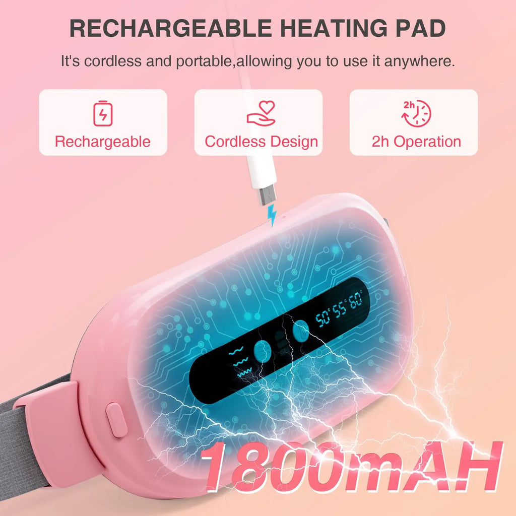 2026 New Portable Cordless Deer Velvet Heating Pad for Cramps - Fast-Heat Fast-Charge Electric Belly Wrap with 3 Heat Settings, 3 Massage Modes, Women'S Pain Relief Warmer, Girlfriend Party Gift