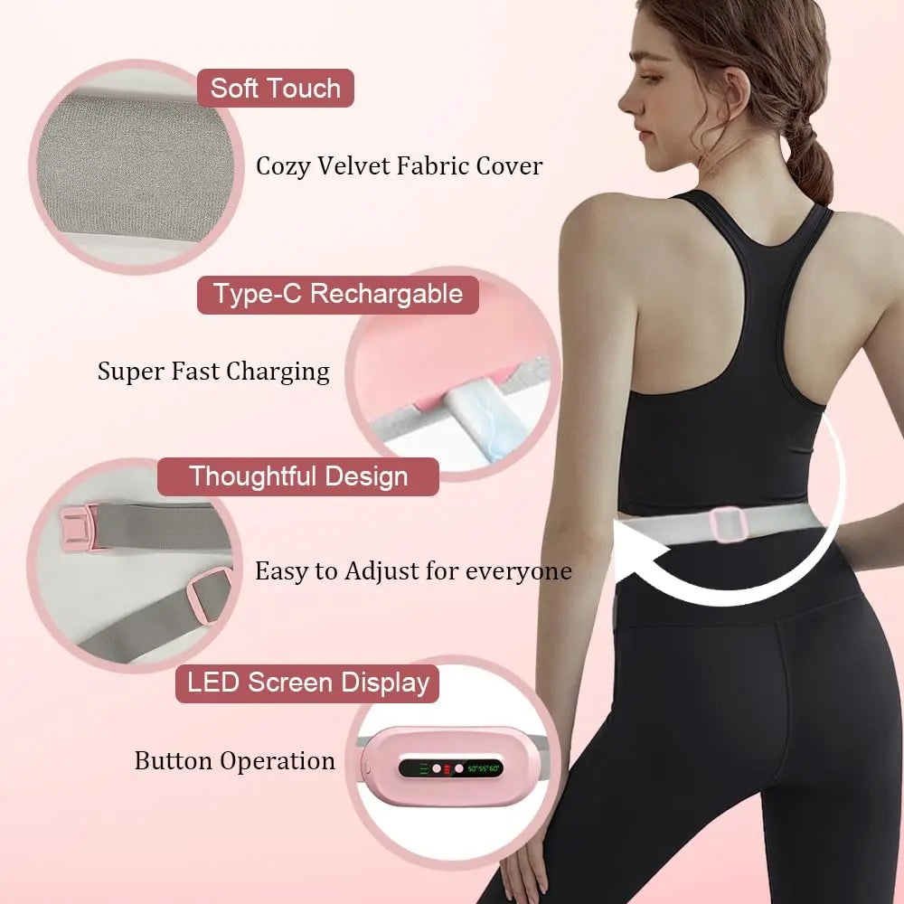 2026 New Portable Cordless Deer Velvet Heating Pad for Cramps - Fast-Heat Fast-Charge Electric Belly Wrap with 3 Heat Settings, 3 Massage Modes, Women'S Pain Relief Warmer, Girlfriend Party Gift