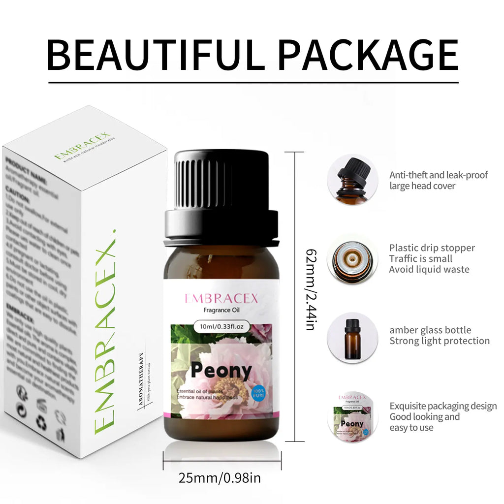 21Types 10ML Floral Essential Oils, Lavender, Calming Home Fragrance, Skin Care, Humidifier Diffuser, Car Air Freshener, Bath DIY Soap/Candle/Air Freshener, Holiday Gift