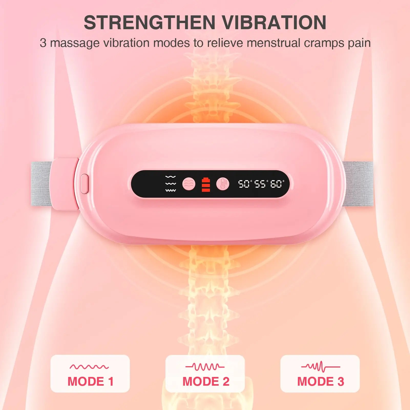 2026 New Portable Cordless Deer Velvet Heating Pad for Cramps - Fast-Heat Fast-Charge Electric Belly Wrap with 3 Heat Settings, 3 Massage Modes, Women'S Pain Relief Warmer, Girlfriend Party Gift