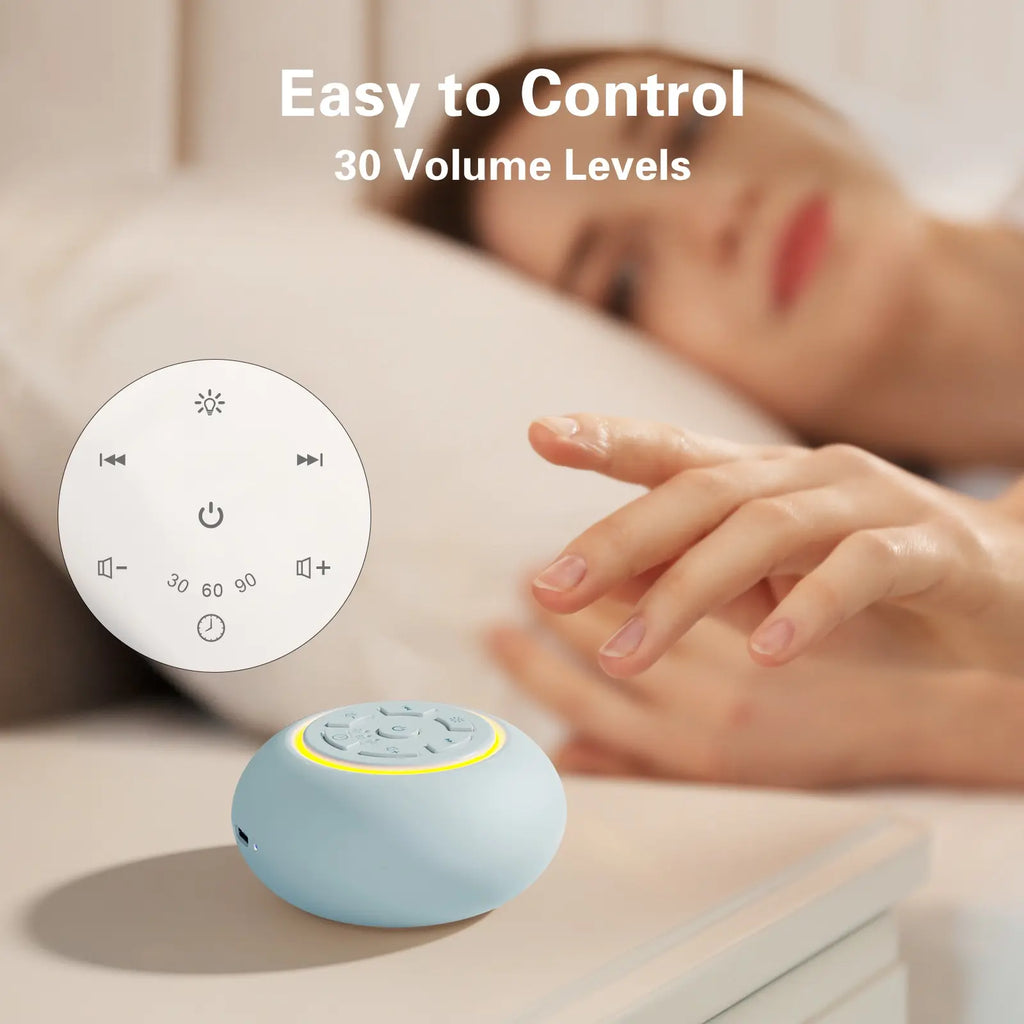 White Noise Machine with Night Light, 24 Soothing Sounds for Babies & Adults, Portable Sound Therapy for Sleeping & Travel, Newborn Baby Essentials, USB Rechargeable