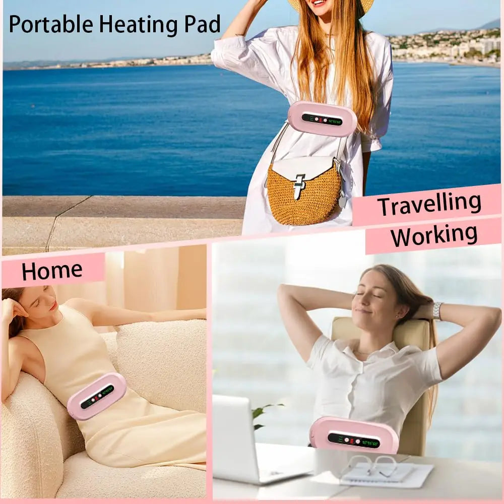 2026 New Portable Cordless Deer Velvet Heating Pad for Cramps - Fast-Heat Fast-Charge Electric Belly Wrap with 3 Heat Settings, 3 Massage Modes, Women'S Pain Relief Warmer, Girlfriend Party Gift