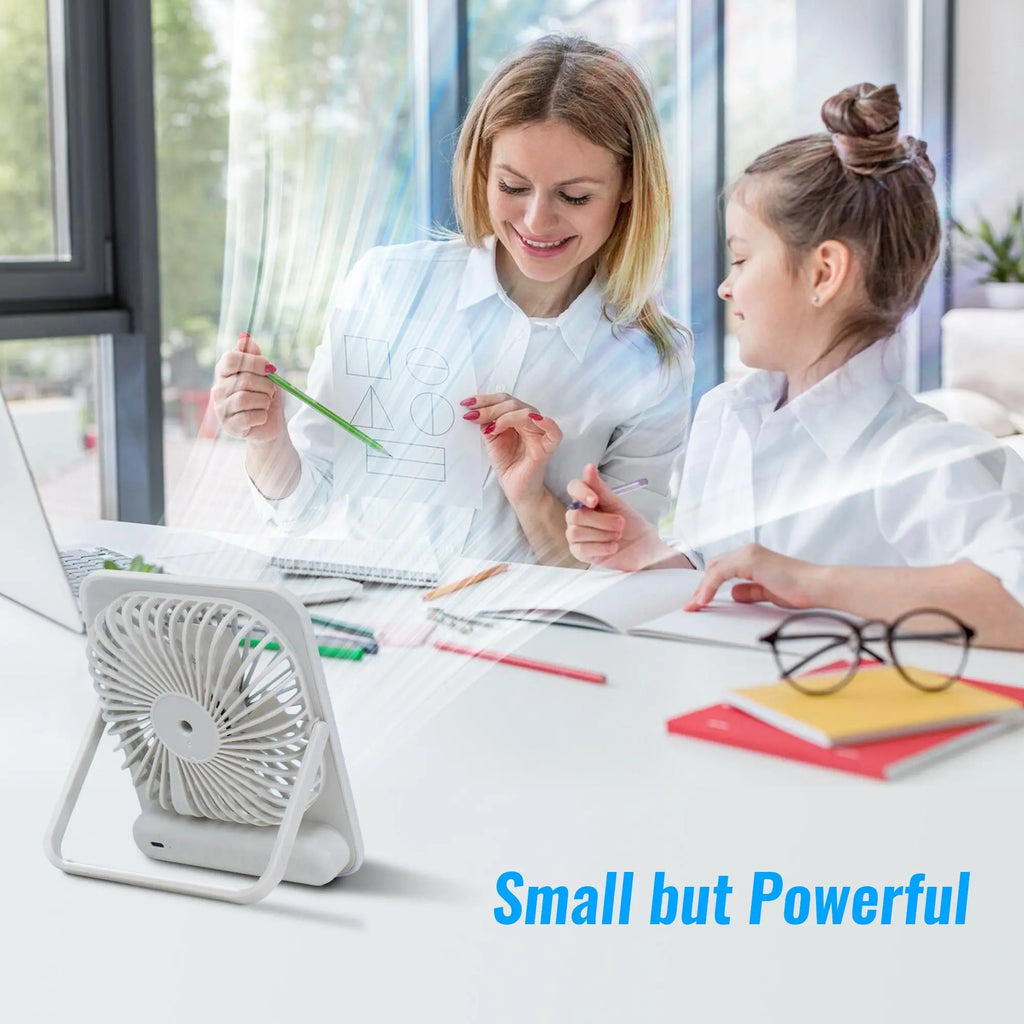 Desk Fan Rechargeable Portable Fan, Battery Operated Personal Silent Table Fan, 6.8 Inch Small Travel Fan with 3 Speeds Desktop Fan for Bedroom Home Office Outdoor