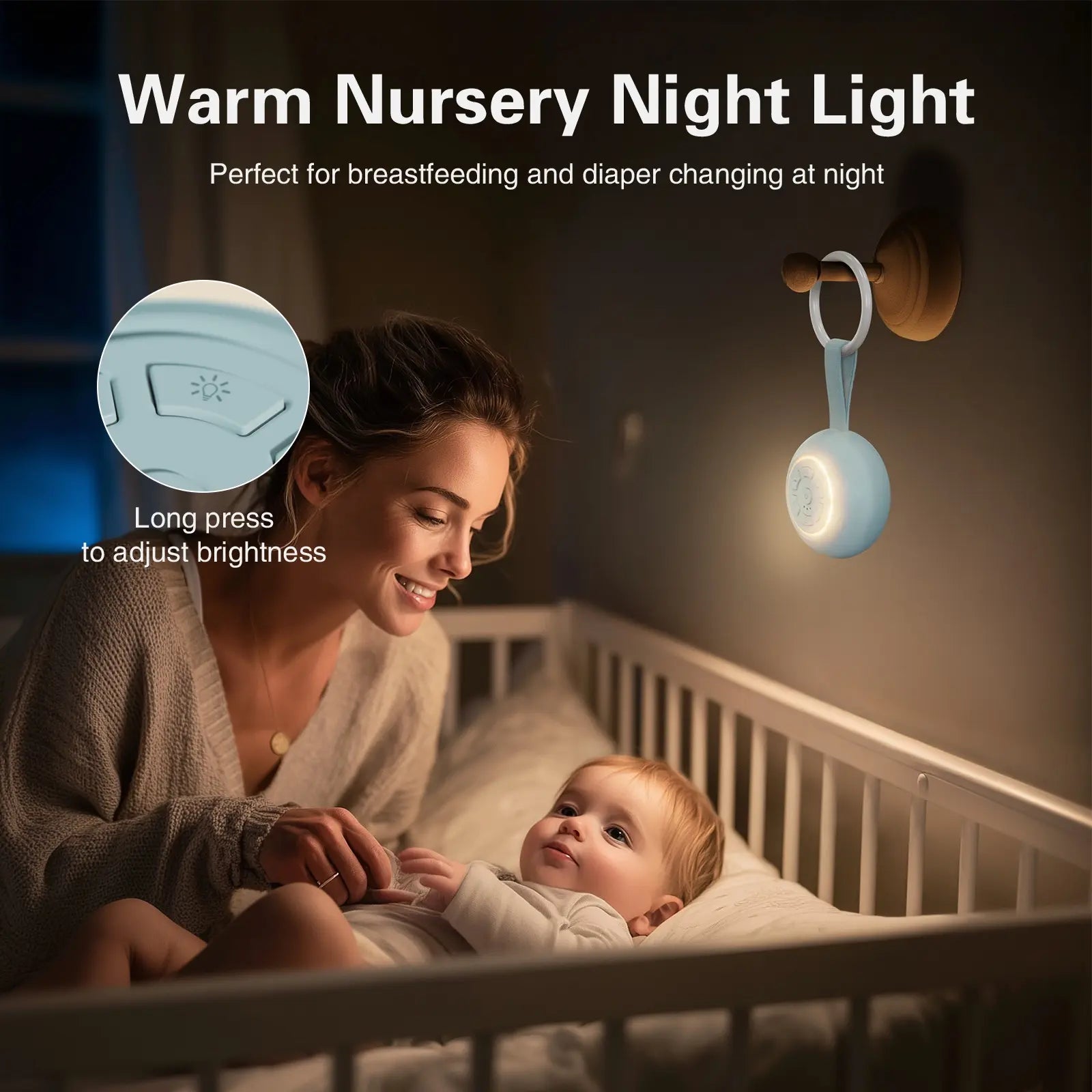 White Noise Machine with Night Light, 24 Soothing Sounds for Babies & Adults, Portable Sound Therapy for Sleeping & Travel, Newborn Baby Essentials, USB Rechargeable