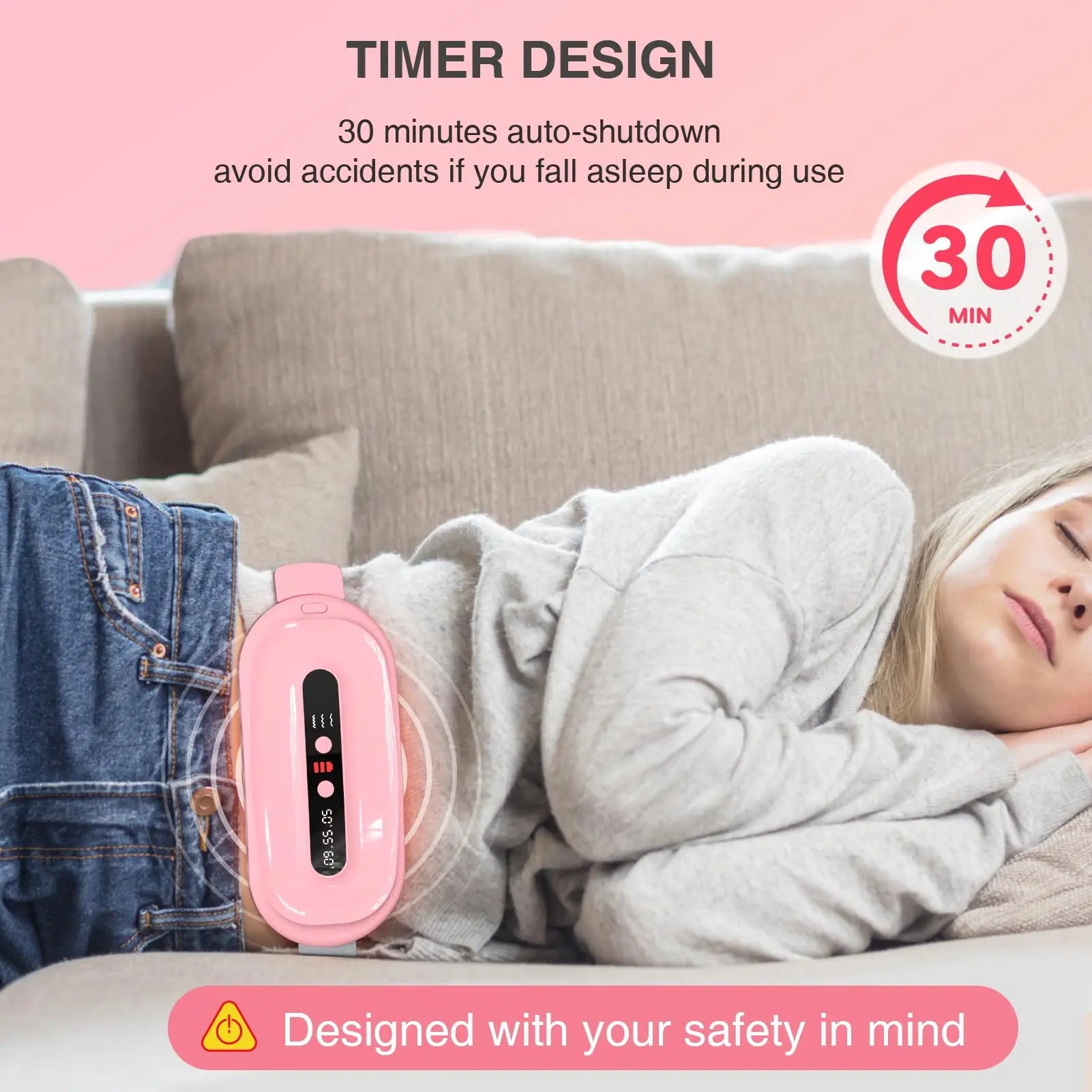 2026 New Portable Cordless Deer Velvet Heating Pad for Cramps - Fast-Heat Fast-Charge Electric Belly Wrap with 3 Heat Settings, 3 Massage Modes, Women'S Pain Relief Warmer, Girlfriend Party Gift