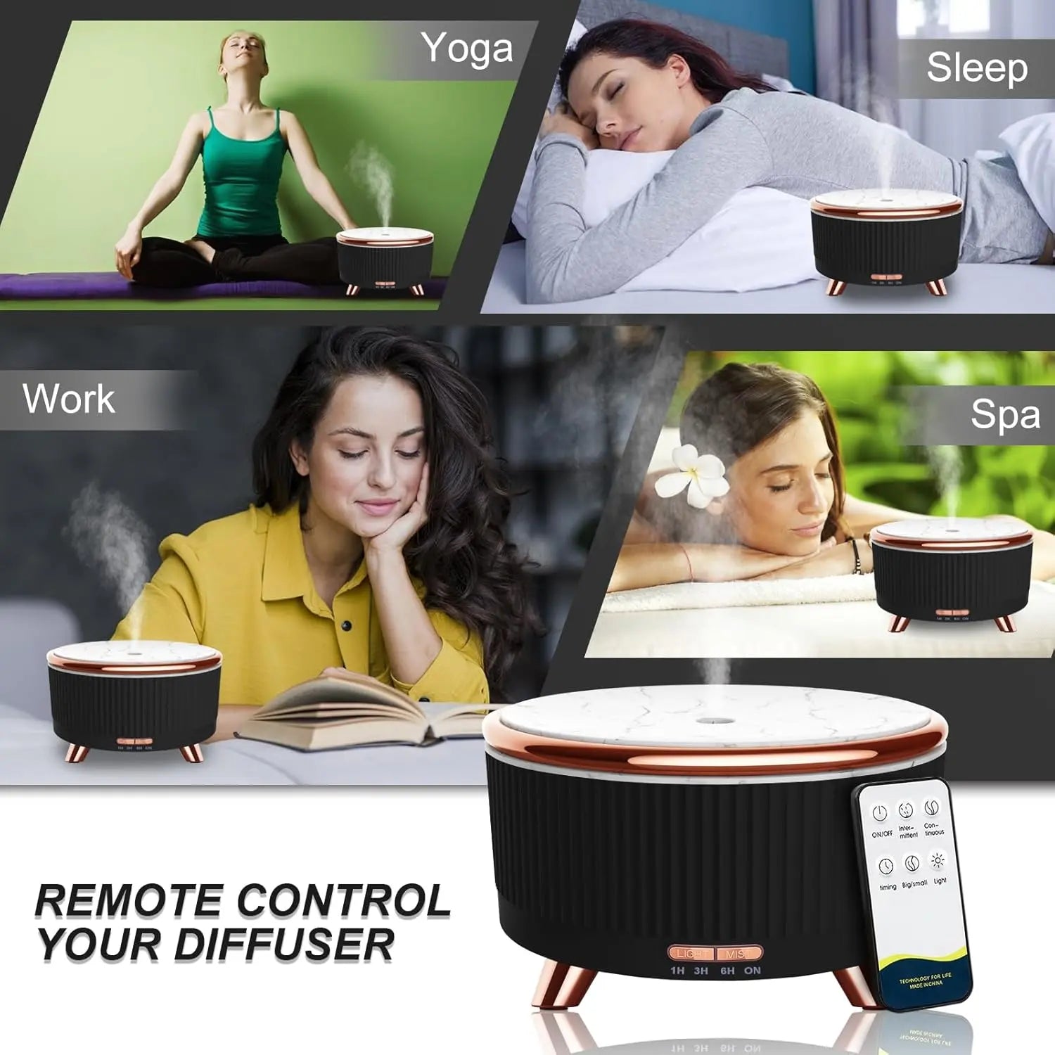 Electroplated Rose Gold 500ML Aromatherapy Scented Oil Diffuser - Marble Grain, Frosted Surface, Remote Control, 7 LED Lights, 3 Mist Modes, Auto Power Off, Bpa-Free Home Supplies, Color Changing, Meditation Sleep Aid Home Office Decor Gift